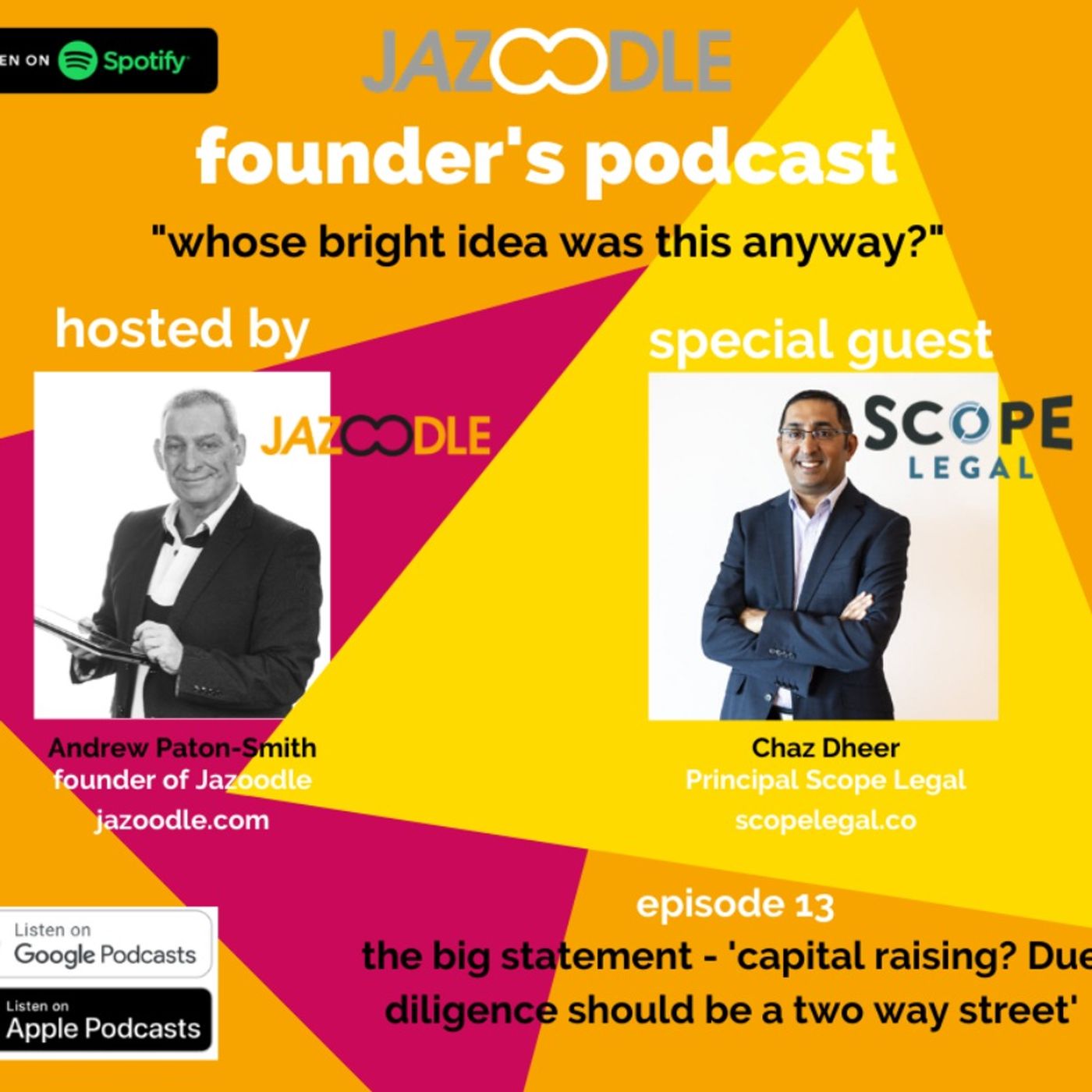 Whose bright idea was this anyway? Episode 13 with special guest and Principal of Scope Legal, Chaz Dheer